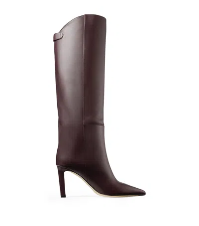 Jimmy Choo Alizze 85 Leather Knee-high Boots In Burgundy