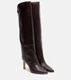 Jimmy Choo Alizze 85 Leather Knee-high Boots In Burgundy