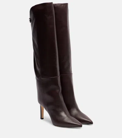 Jimmy Choo Alizze 85 Leather Knee-high Boots In Burgundy