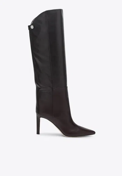 JIMMY CHOO ALIZZE 85 LEATHER KNEE-HIGH BOOTS