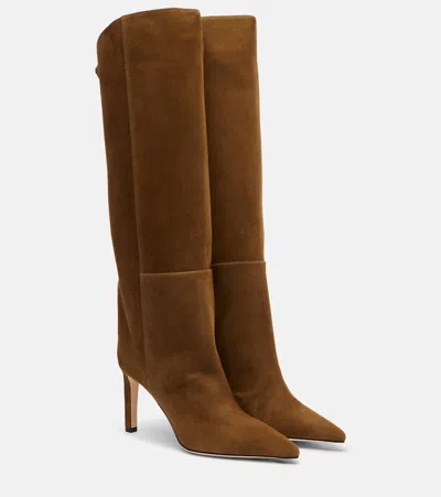 Jimmy Choo Alizze 85 Suede Knee-high Boots In Brown