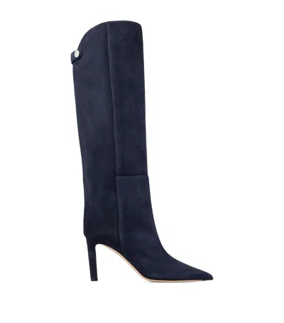 Jimmy Choo Alizze 85 Suede Knee-high Boots In Blue