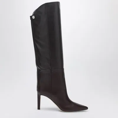 Jimmy Choo Alizze Knee Boot 85 Color Merlot In Black