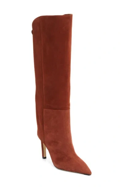 Jimmy Choo Alizze Pointed Toe Knee High Boot In Brown