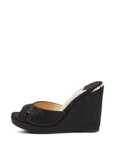 Pre-owned Jimmy Choo Almer Criss-cross Wedge Sandals In Black