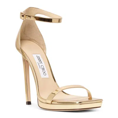 Jimmy Choo Alva 120 Metallic Gold Platform Sandals