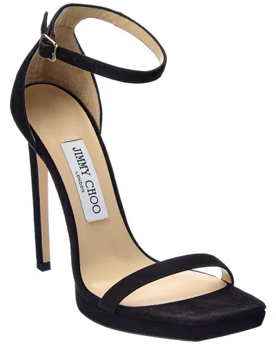 Jimmy Choo Alva 120 Suede Sandal In Black