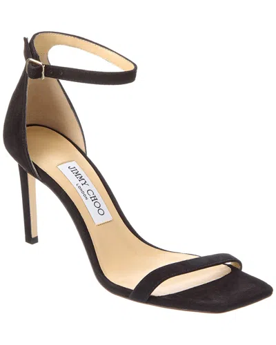 Jimmy Choo Alva 85 Suede Sandals In Black