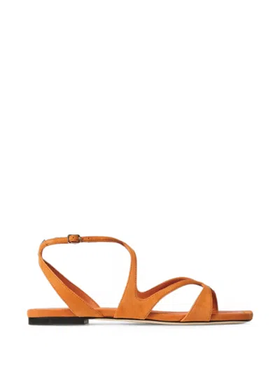 Jimmy Choo Alya Ankle Strap Flat Sandals In Orange