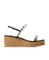 Jimmy Choo Amatuus Pearl-embellished 60mm Wedge Sandals In Multicolor