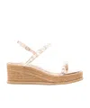 Jimmy Choo Amatuus Pearl-embellished Leather Wedge Sandals In Nude