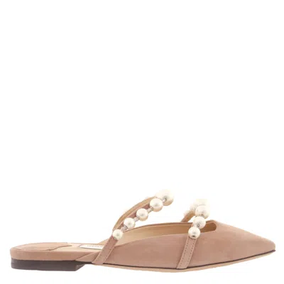 Jimmy Choo Amaya Pearly Two-band Suede Flats In Multi