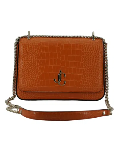 Jimmy Choo Amber Orange Leather Shoulder Bag In Brown