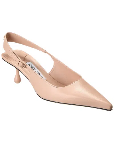 Jimmy Choo Amel 50 Leather Slingback Pump In Pink
