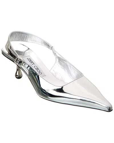 Jimmy Choo Amel Metallic Leather Slingback Pumps In Silver
