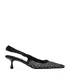 Jimmy Choo Amel 50 Crystal-embellished Mesh And Satin Pointed-toe Slingback Pumps