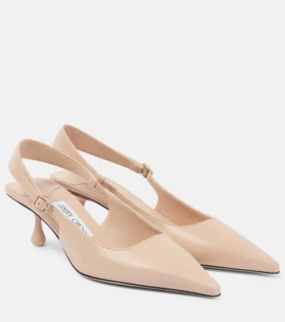 Jimmy Choo Amel 50 Leather Slingback Pumps In Pink