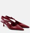 Jimmy Choo Amel 50 Embellished Mirrored-leather Slingback Pumps In Red