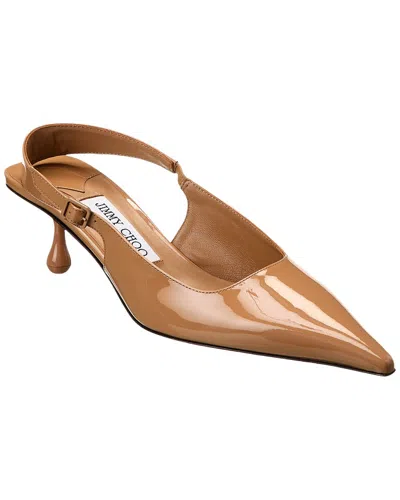 Jimmy Choo Amel 50 Patent Slingback Pump In Brown