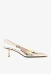 JIMMY CHOO AMEL 50 POINTED METALLIC PUMPS