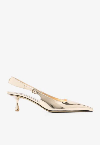 JIMMY CHOO AMEL 50 POINTED METALLIC PUMPS