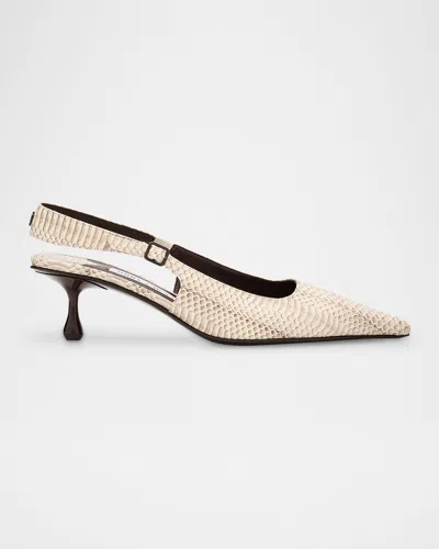 Jimmy Choo Amel 50 Printed Leather Slingback Pumps In Neutral
