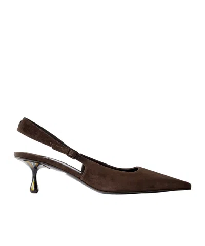 Jimmy Choo Amel 50 Suede Slingback Pumps In Brown