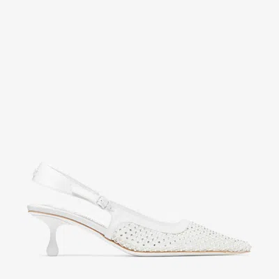 Jimmy Choo Scarpe Con Tacco Amel 50 In Rete Decorata Donna In White