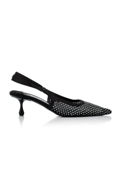 Jimmy Choo 'mesh And Satin Slingback Amel 50 Dã©col In Black