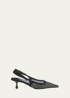 Jimmy Choo 'mesh And Satin Slingback Amel 50 Dã©col In Black/crystal