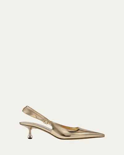 Jimmy Choo Amel Metallic Slingback Pumps In Gold