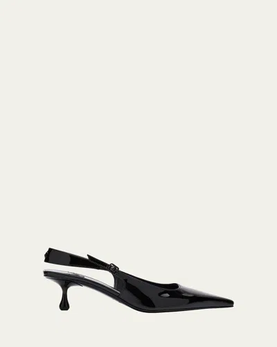 JIMMY CHOO AMEL POINTED PATENT LEATHER SLINGBACK PUMPS