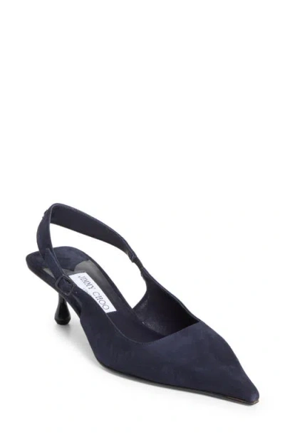 Jimmy Choo Amel Pointed Toe Slingback Pump In Blue