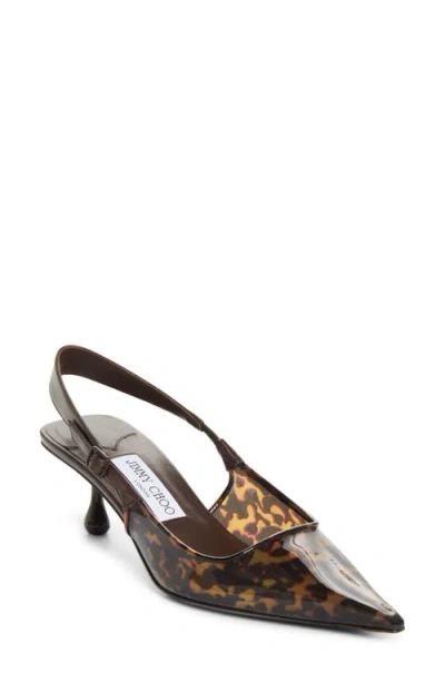 Jimmy Choo Amel Pointed Toe Slingback Pump In Brown