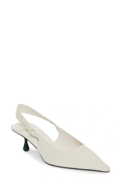 Jimmy Choo Amel Pointed Toe Slingback Pump In Latte/ Malachite