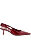 Jimmy Choo Amel 50 Embellished Mirrored-leather Slingback Pumps In Red