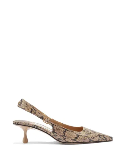 Jimmy Choo Amel Snakeskin-effect Slingback Pumps In Gold