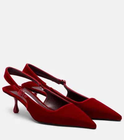 Jimmy Choo Amel Velvet Slingback Pumps In Burgundy
