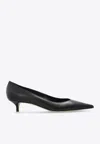 Jimmy Choo Pointed Toe Leather Kitten Heel Pumps In Black
