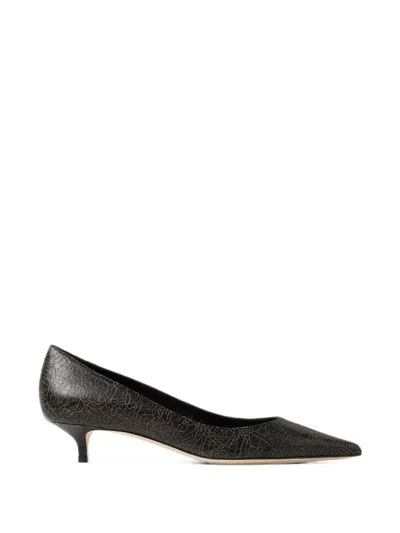 Jimmy Choo Amelia Cracked Leather Pumps In Black