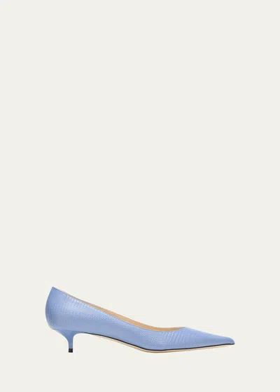 Jimmy Choo Amelia Embossed Leather Kitten-heel Pumps In Den