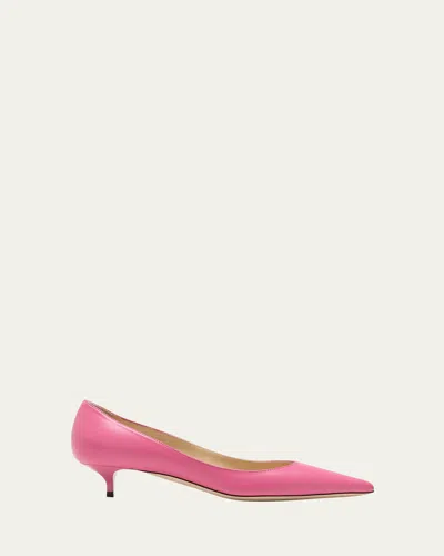 Jimmy Choo Amelia Leather Kitten-heel Pumps In Pink