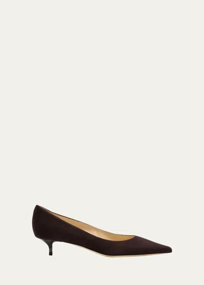 Jimmy Choo Amelia Suede Kitten-heel Pumps In Coffee