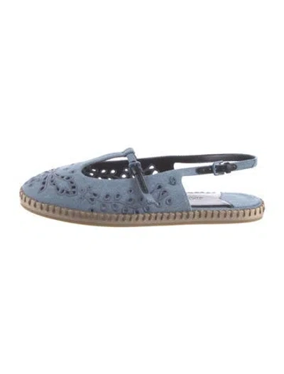 Pre-owned Jimmy Choo Amiee Flat Canvas Espadrilles In Blue