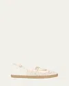 Jimmy Choo Amiee Leather Embroidered Espadrille Ballerina Flats