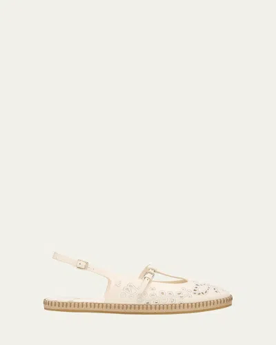 JIMMY CHOO AMIEE LEATHER EMBROIDERED ESPADRILLE BALLERINA FLATS