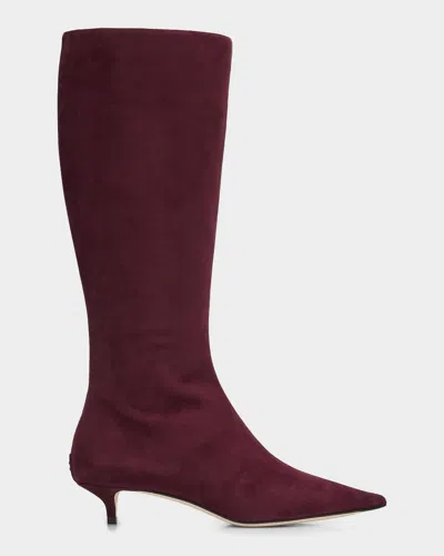 Jimmy Choo Amis 35mm Suede Knee-high Boots In Burgundy