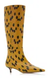 Jimmy Choo Amis Printed Leather Knee Boots In Yellow