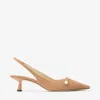 Jimmy Choo 45mm Amita Pearl-embellished Slingback Pumps In Neutral