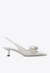 Jimmy Choo Didi Metallic Mary Jane Slingback Pumps In White